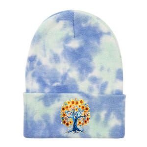 Hippie Flower Peace Soul Love Happy Tie Dye 12in Knit Beanie