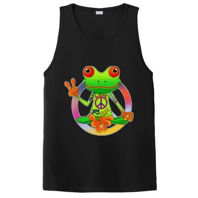 Hippie Frog Peace Sign Yoga Frogs Hippies 70s PosiCharge Competitor Tank