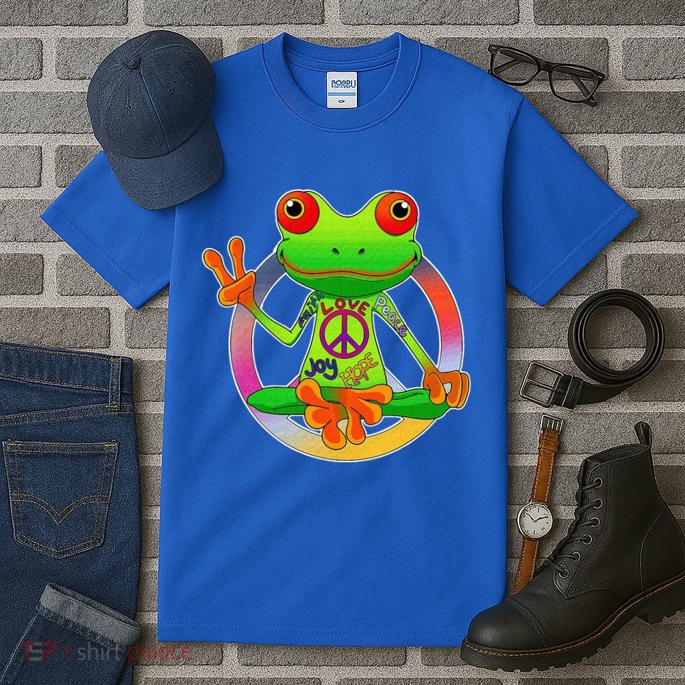 Hippie Frog Peace Sign Yoga Frogs Hippies 70s Tall T-Shirt