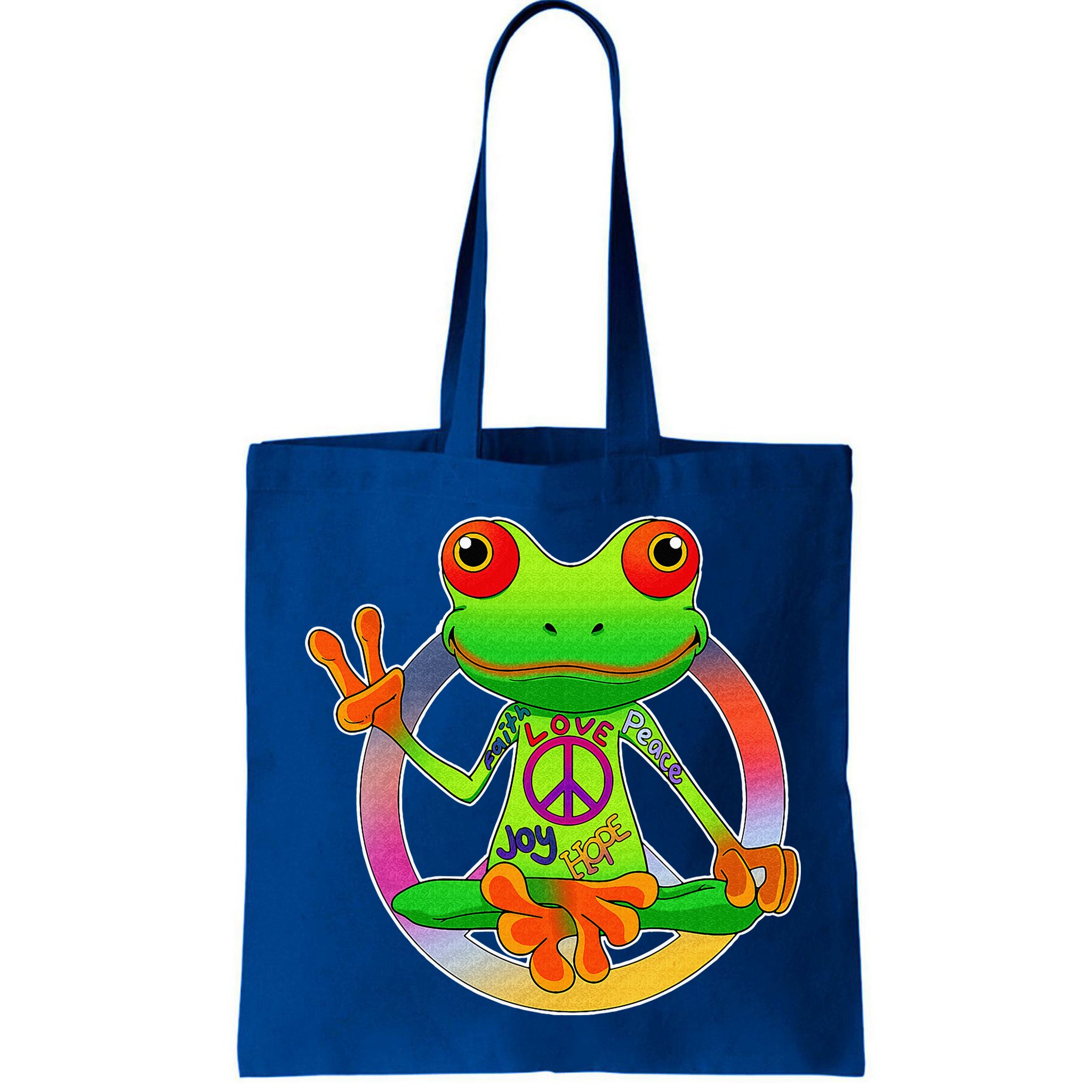 Hippie Frog Peace Sign Yoga Frogs Hippies 70s Bag
