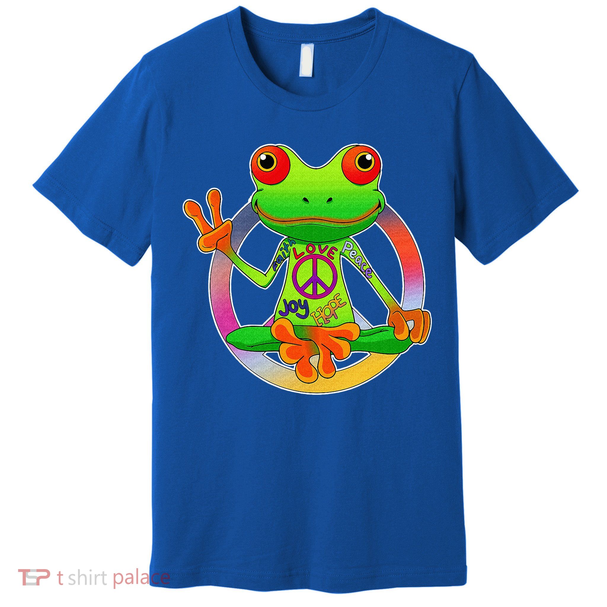 Hippie Frog Peace Sign Yoga Frogs Hippies 70s Premium T-Shirt