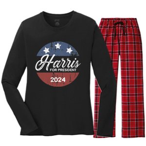 Harris For President Kamala Harris For President Women's Long Sleeve Flannel Pajama Set 