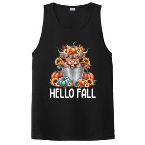 Hello Fall Pumpkin Highland Cow Harvest Season Autumn Cute Gift PosiCharge Competitor Tank