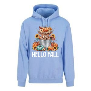 Hello Fall Pumpkin Highland Cow Harvest Season Autumn Cute Gift Unisex Surf Hoodie