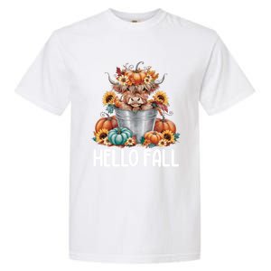 Hello Fall Pumpkin Highland Cow Harvest Season Autumn Cute Gift Garment-Dyed Heavyweight T-Shirt