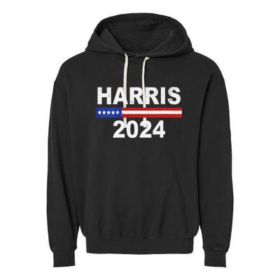 Harris For President Election Kamala Harris 2024 V Neck Garment-Dyed Fleece Hoodie