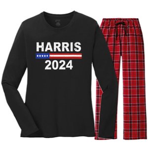 Harris For President Election Kamala Harris 2024 V Neck Women's Long Sleeve Flannel Pajama Set 