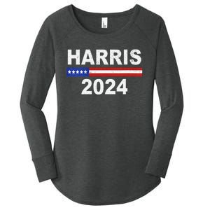 Harris For President Election Kamala Harris 2024 V Neck Women's Perfect Tri Tunic Long Sleeve Shirt