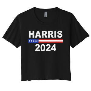 Harris For President Election Kamala Harris 2024 V Neck Women's Crop Top Tee