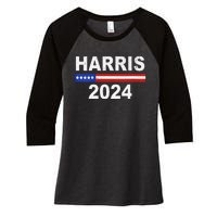 Harris For President Election Kamala Harris 2024 V Neck Women's Tri-Blend 3/4-Sleeve Raglan Shirt