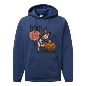 Halloween Funny Pig Lovers Farmers Performance Fleece Hoodie