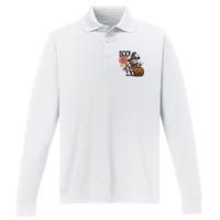 Halloween Funny Pig Lovers Farmers Performance Long Sleeve Polo