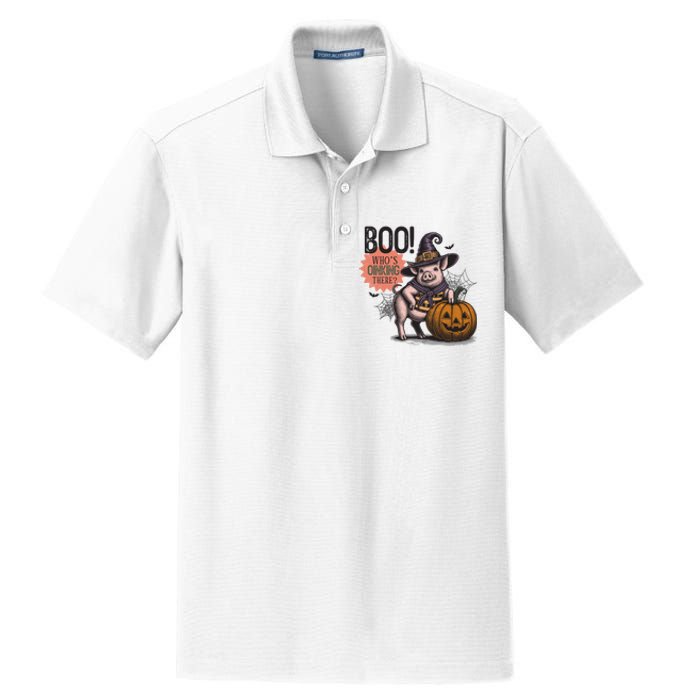 Halloween Funny Pig Lovers Farmers Dry Zone Grid Polo