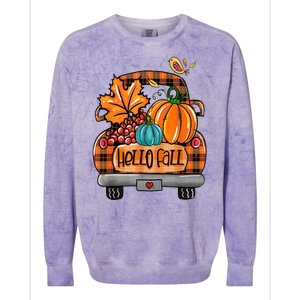 Hello Fall Pumpkin Truck Cute Colorblast Crewneck Sweatshirt