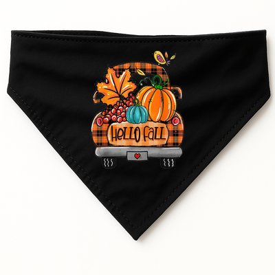Hello Fall Pumpkin Truck Cute USA-Made Doggie Bandana