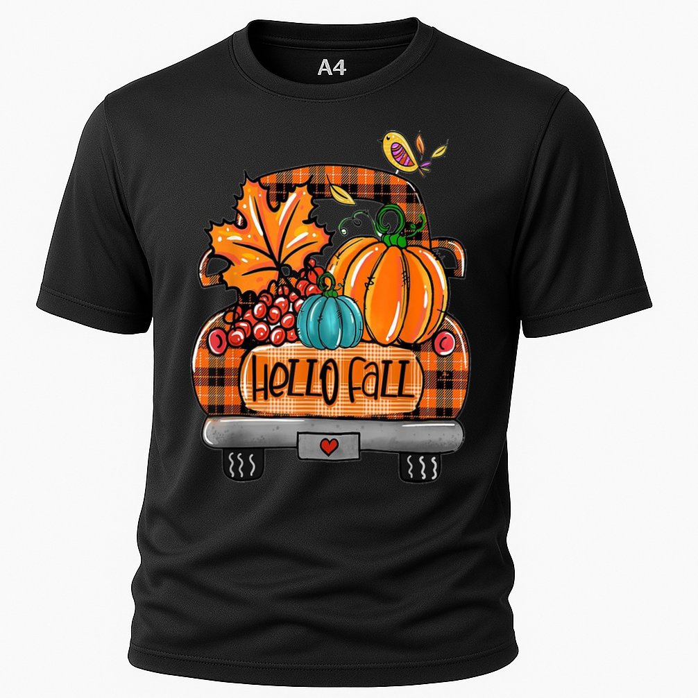 Hello Fall Pumpkin Truck Cute Cooling Performance Crew T-Shirt