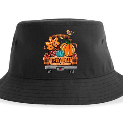 Hello Fall Pumpkin Truck Cute Sustainable Bucket Hat