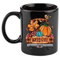 Hello Fall Pumpkin Truck Cute 11oz C Handle Ceramic Mug