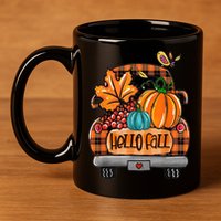 Hello Fall Pumpkin Truck Cute 11oz C Handle Ceramic Mug
