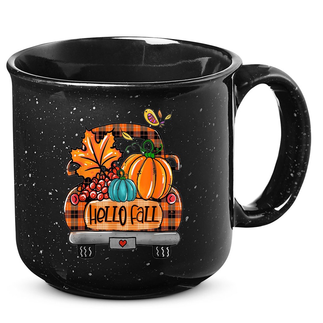 Hello Fall Pumpkin Truck Cute 15oz Campfire Ceramic Mug