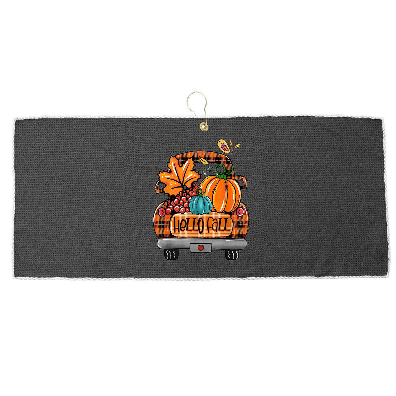 Hello Fall Pumpkin Truck Cute Large Microfiber Waffle Golf Towel
