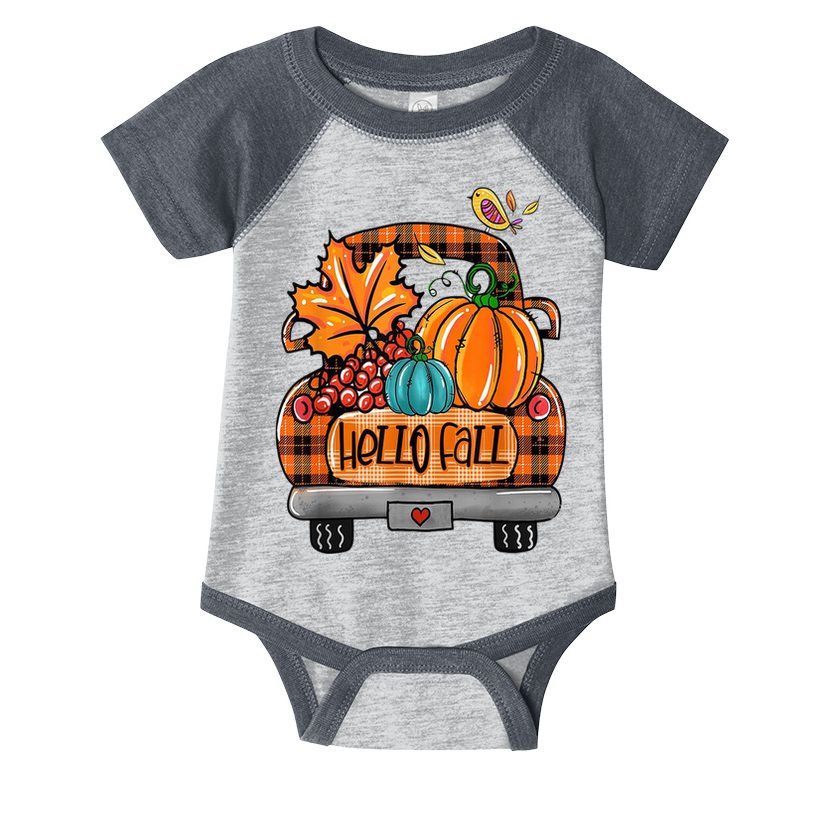 Hello Fall Pumpkin Truck Cute Infant Baby Jersey Bodysuit