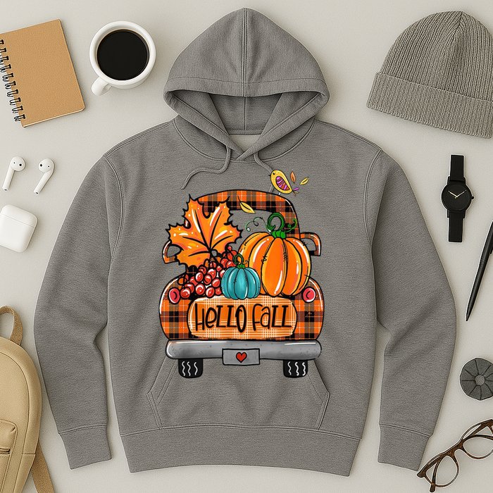 Hello Fall Pumpkin Truck Cute Hoodie