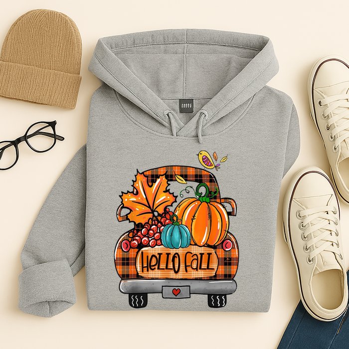 Hello Fall Pumpkin Truck Cute Hoodie