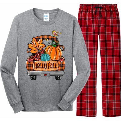 Hello Fall Pumpkin Truck Cute Long Sleeve Pajama Set