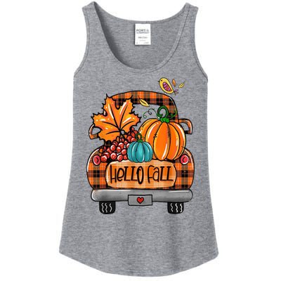 Hello Fall Pumpkin Truck Cute Ladies Essential Tank