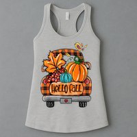 Hello Fall Pumpkin Truck Cute Womens Tank Top