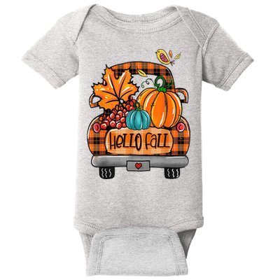 Hello Fall Pumpkin Truck Cute Baby Bodysuit
