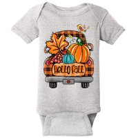 Hello Fall Pumpkin Truck Cute Baby Bodysuit