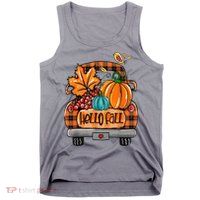Hello Fall Pumpkin Truck Cute Tank Top