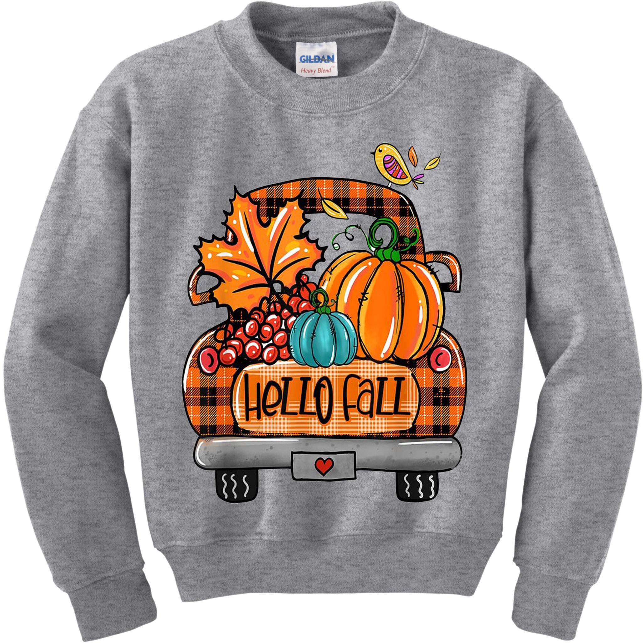 Hello Fall Pumpkin Truck Cute Kids Sweatshirt