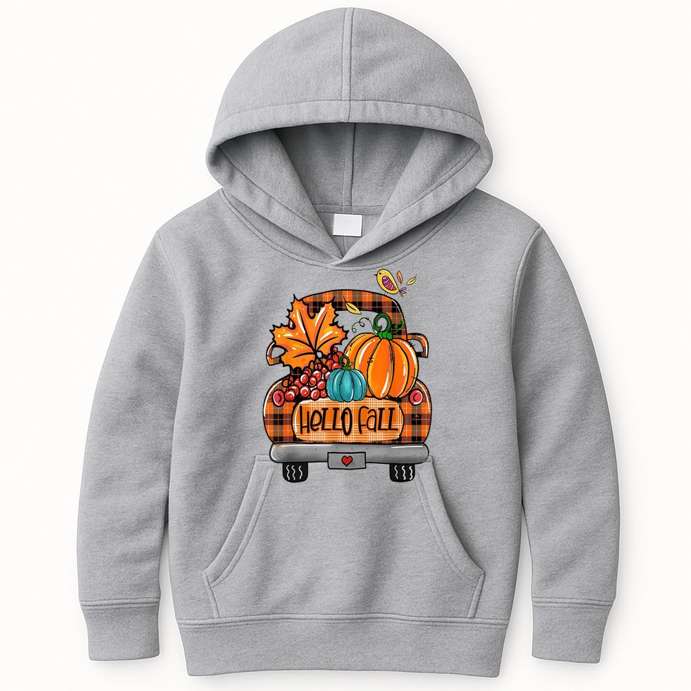 Hello Fall Pumpkin Truck Cute Kids Hoodie