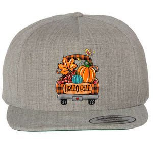 Hello Fall Pumpkin Truck Cute Wool Snapback Cap