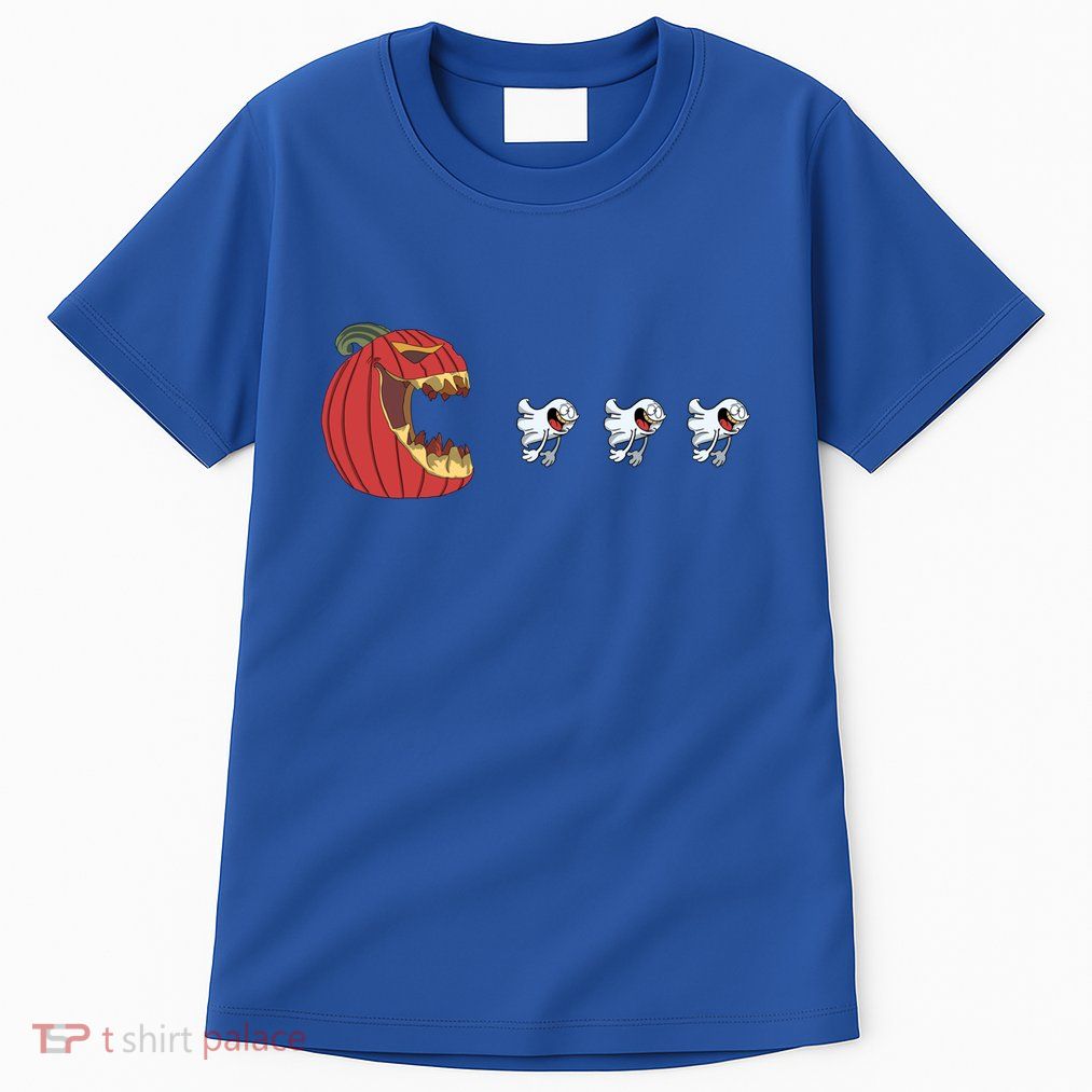 Halloween Funny Pumpkin Eating Ghosts Gift For Spooky Gamer Cool Gift Tall T-Shirt