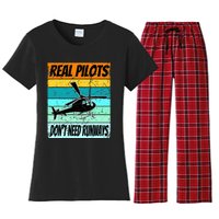 Helicopter For Real Pilots Dont Need Runways Women's Flannel Pajama Set