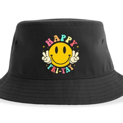Happy Friyay Retro Smile Face Friday Lovers Sustainable Bucket Hat
