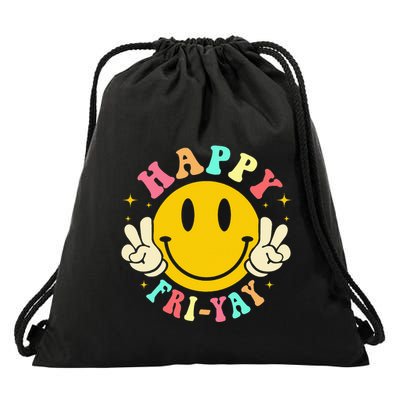 Happy Friyay Retro Smile Face Friday Lovers Drawstring Bag