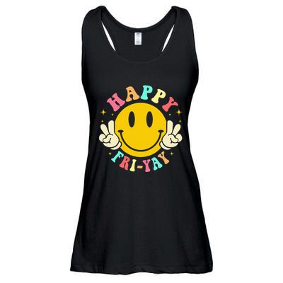 Happy Friyay Retro Smile Face Friday Lovers Ladies Essential Flowy Tank