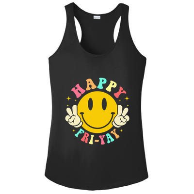 Happy Friyay Retro Smile Face Friday Lovers Ladies PosiCharge Competitor Racerback Tank