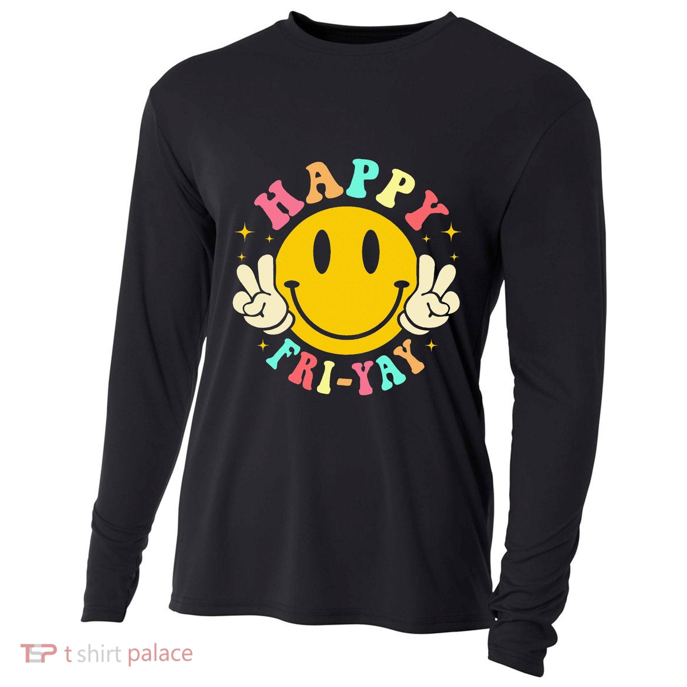 Happy Friyay Retro Smile Face Friday Lovers Cooling Performance Long Sleeve Crew