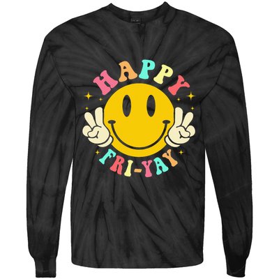 Happy Friyay Retro Smile Face Friday Lovers Tie-Dye Long Sleeve Shirt