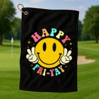 Happy Friyay Retro Smile Face Friday Lovers Golf Towel