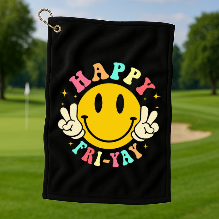 Happy Friyay Retro Smile Face Friday Lovers Golf Towel