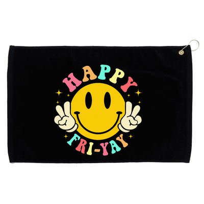 Happy Friyay Retro Smile Face Friday Lovers Grommeted Golf Towel