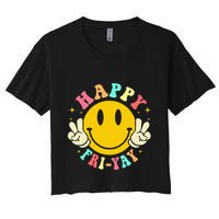 Happy Friyay Retro Smile Face Friday Lovers Crop Top