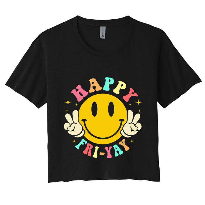 Happy Friyay Retro Smile Face Friday Lovers Crop Top